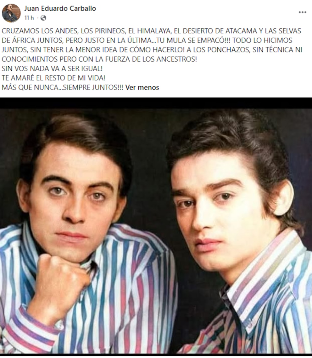 Juan Eduardo Carballo publicó un mensaje de despedida en sus redes sociales para homenajear las décadas de trayectoria que compartió con Juan Marcelo